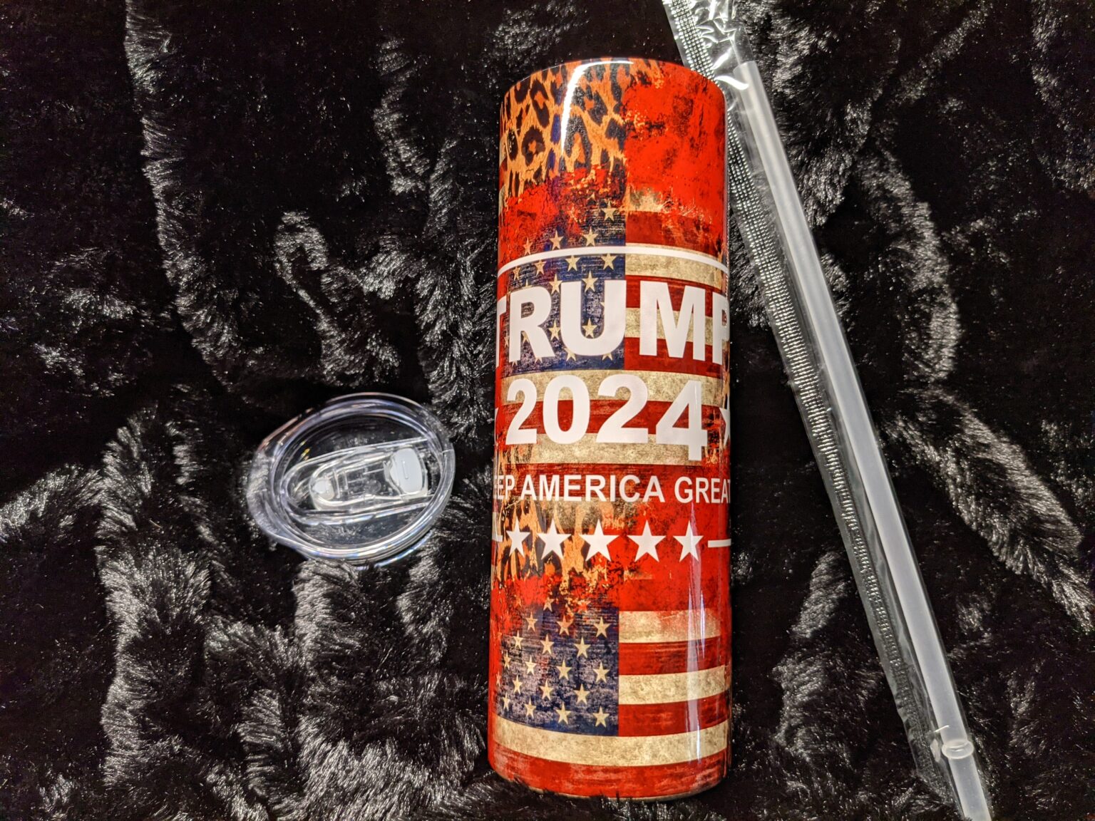 20oz Tumbler with Lid & Plastic Straw Trump 2024 Chrissy's Creations