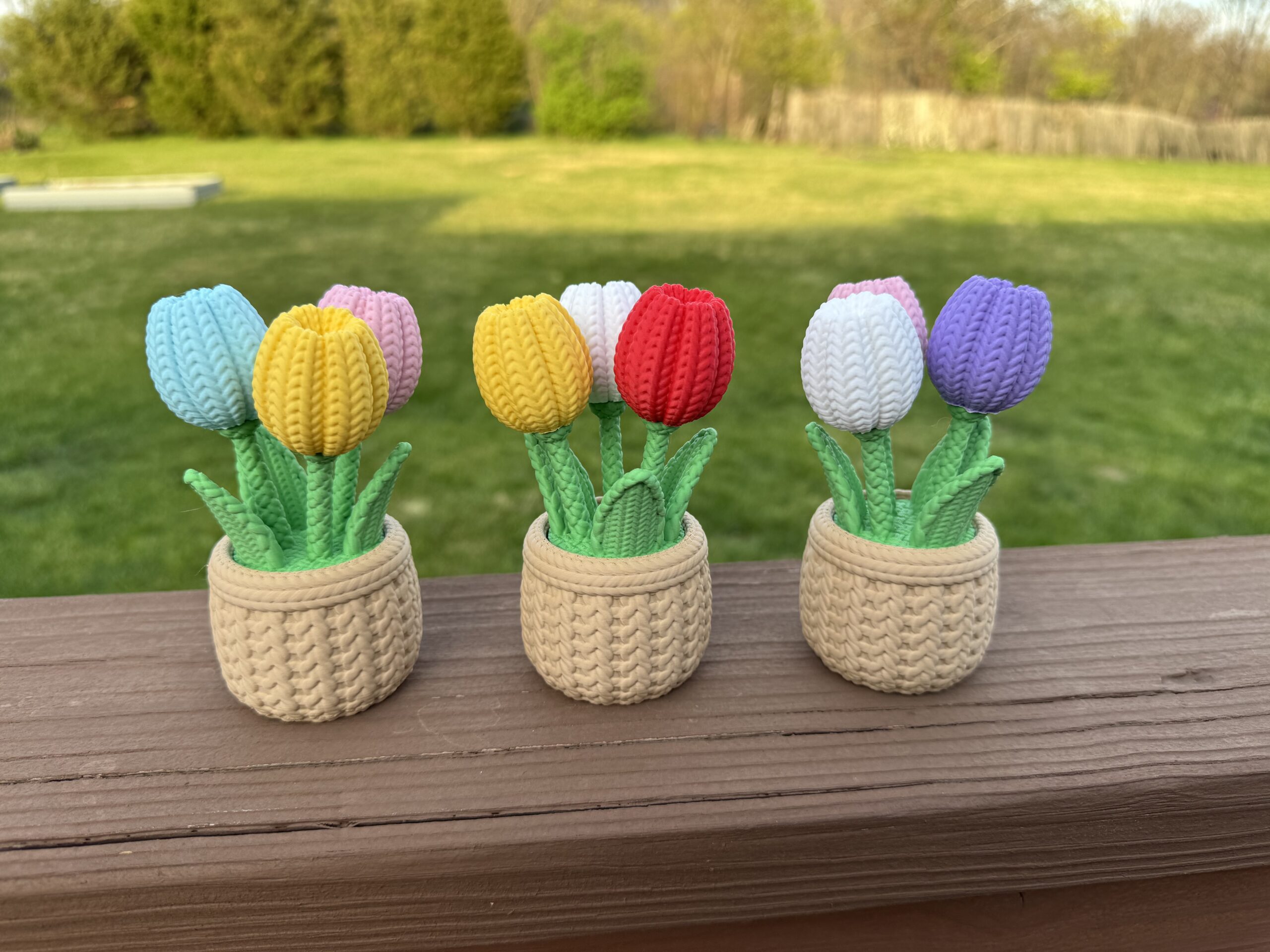 Knitted Tulips in a Pot - Pick 3 Colors - Mix or Match - Image 5