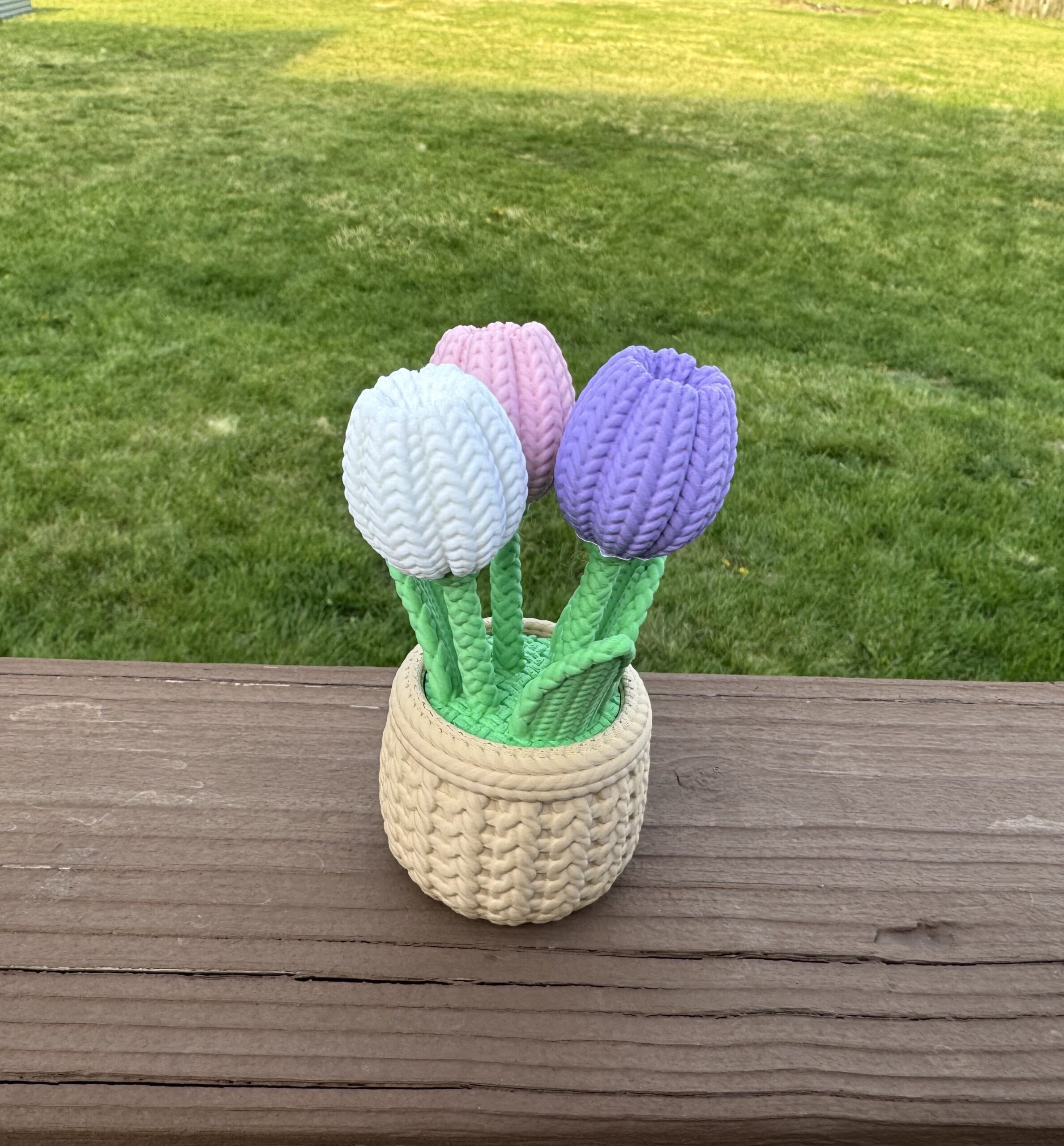 Knitted Tulips in a Pot - Pick 3 Colors - Mix or Match - Image 2