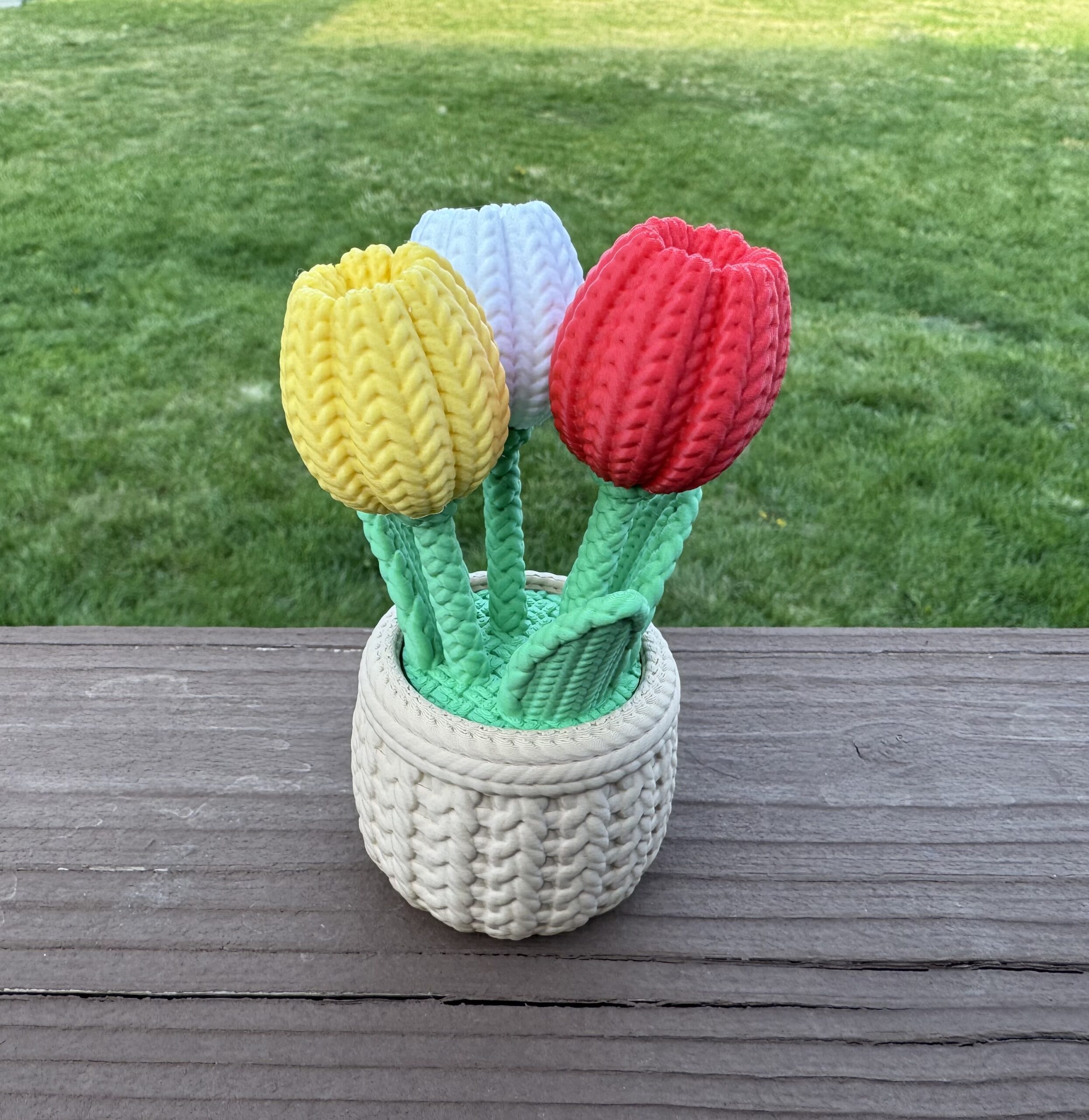 Knitted Tulips in a Pot - Pick 3 Colors - Mix or Match - Image 3