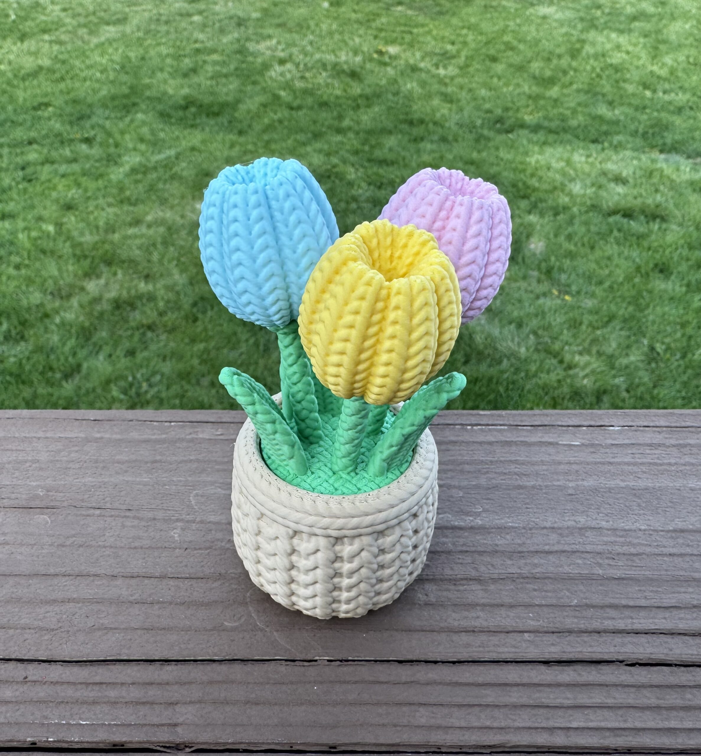 Knitted Tulips in a Pot - Pick 3 Colors - Mix or Match - Image 4