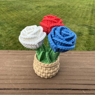 3 Stem Knitted Roses with Interchangeable Screw-On Tops