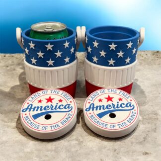Patriotic Red White & Blue Can Cooler