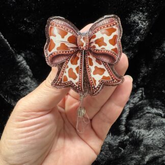 Cow Print Bow/Coquette Badge Reel - Assorted Colors