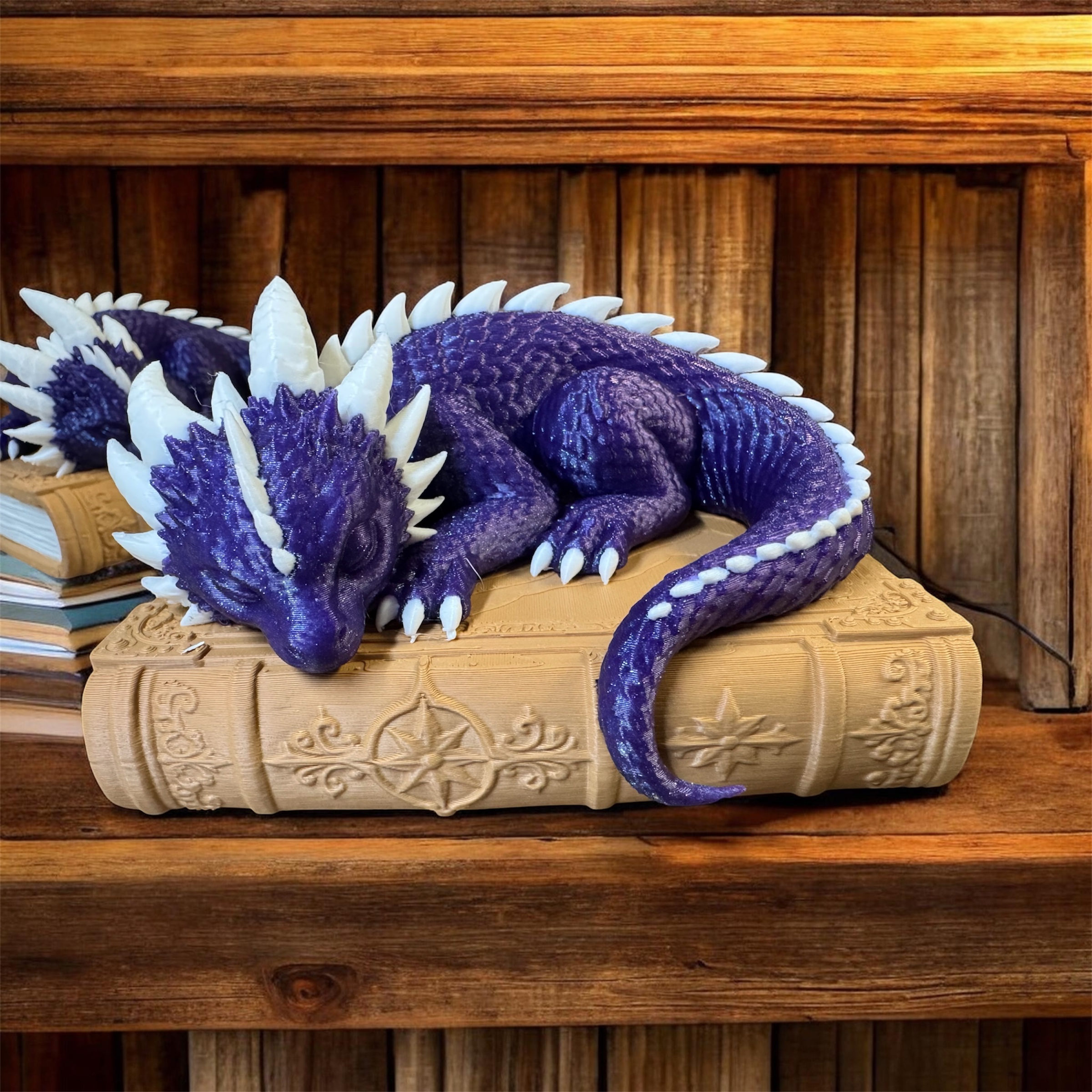 Sleeping Guardian Baby Dragon on Decorative Book Figurine