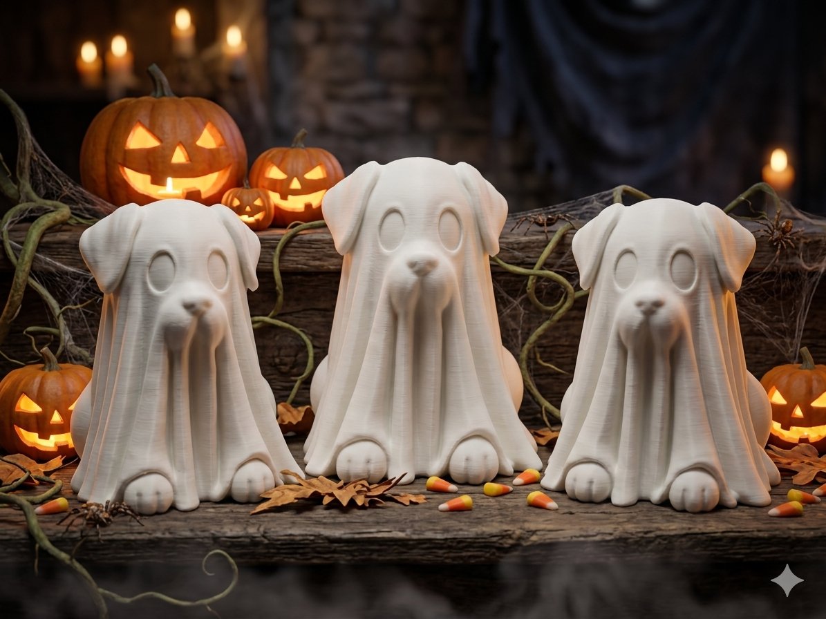 Phantom Pup - Halloween Ghost Dog Candle Holder