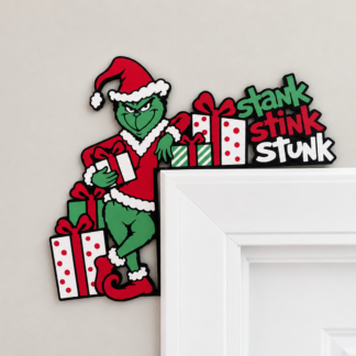 Frame the Holiday Mischief: Grinch "Stank, Stink, Stunk" Door Corner Decor!