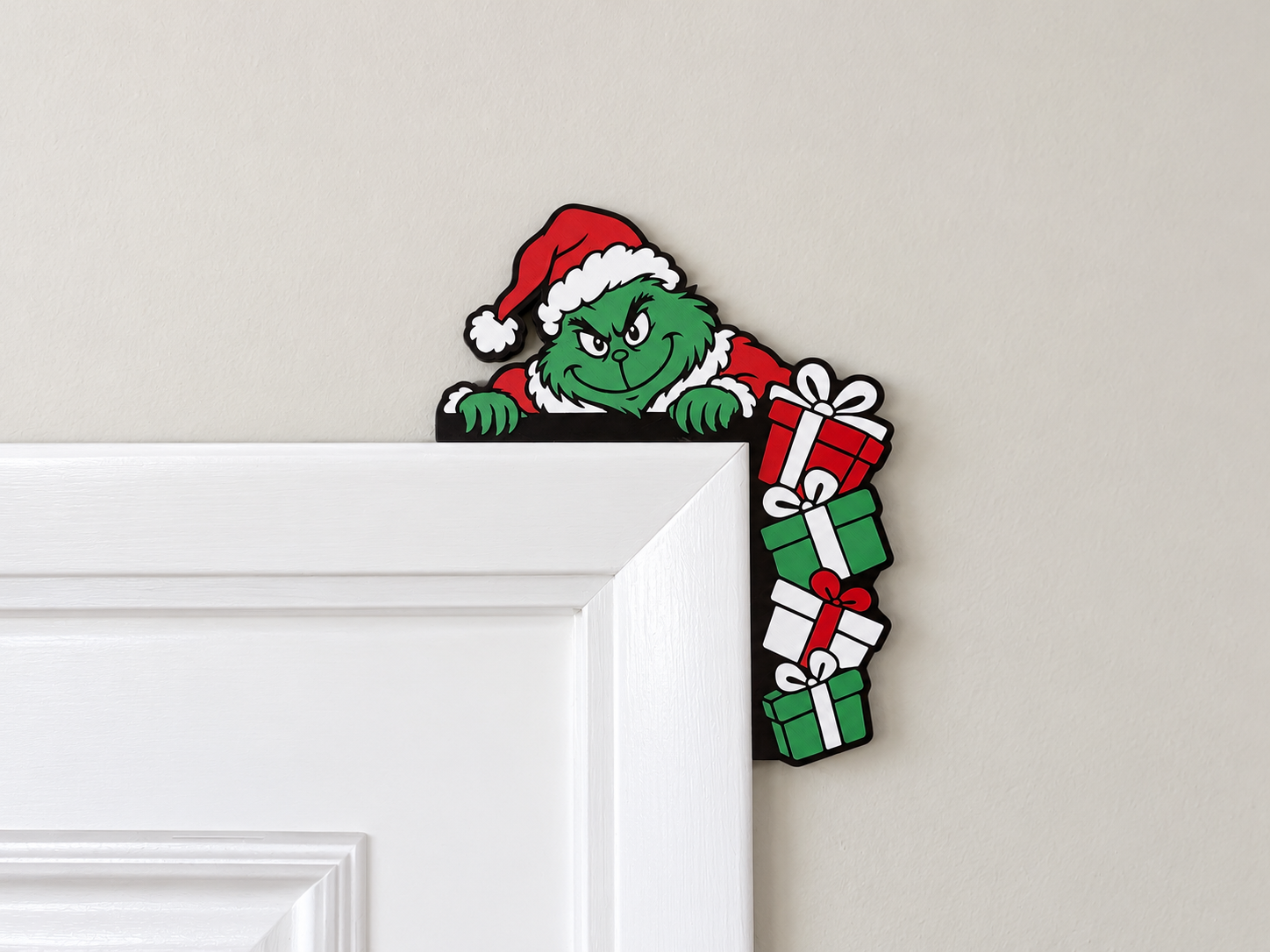 Grinch Door Corner Decor - Holiday Frame Accent