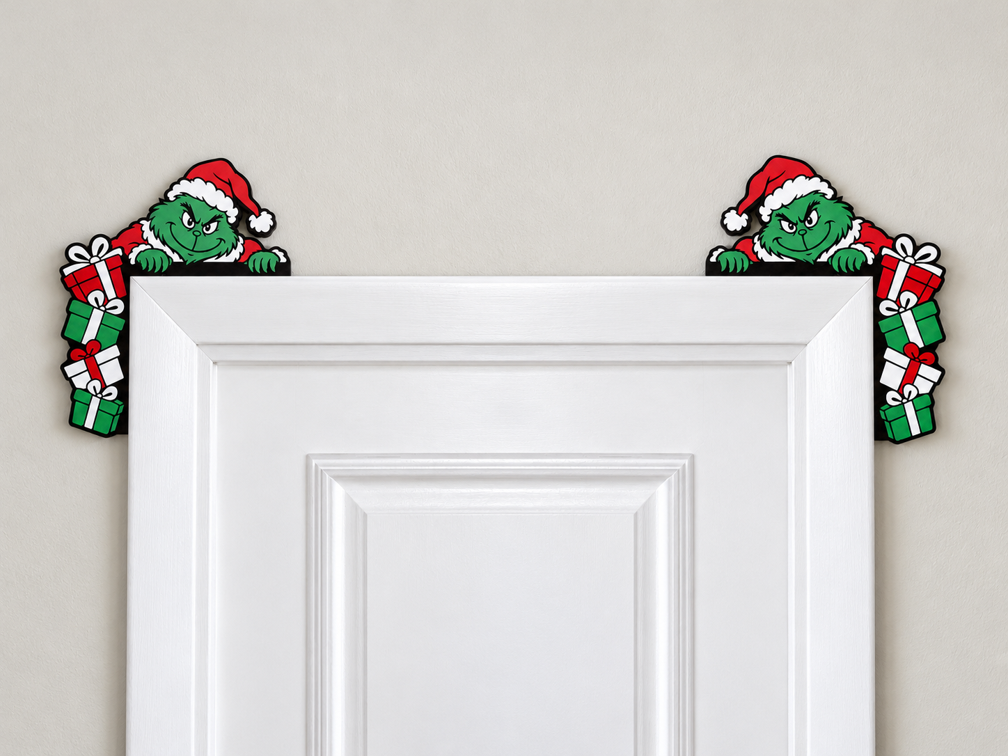 Grinch Door Corner Decor - Holiday Frame Accent - Image 3
