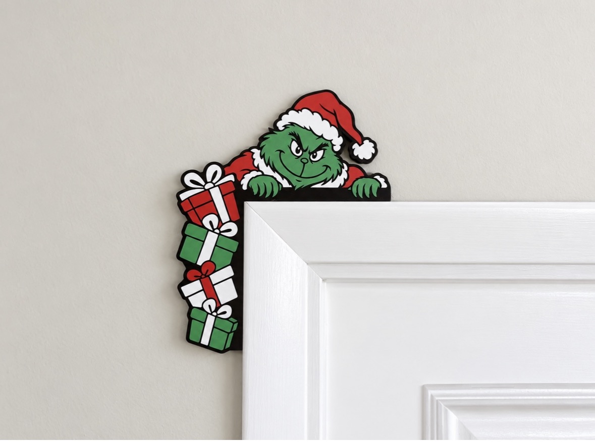Grinch Door Corner Decor - Holiday Frame Accent - Image 2